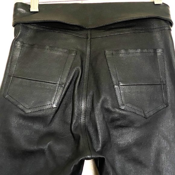 AMIRI BLACK NAPPA LEATHER STRETCH HIGH RISE STRAIGHT LEG PANTS SIZE: 2 (XS) - Picture 7 of 10